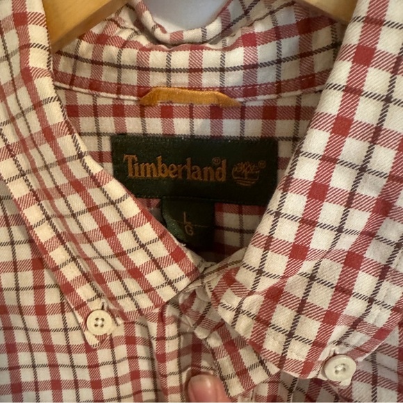 Timberland checkered button down long sleeve causal dress down shirt men L - Picture 4 of 8